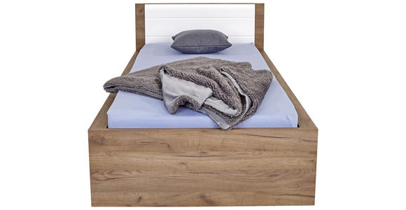 Bett Avensis New 90x200 Krafteiche Dunkel/Weiß - Eichefarben/Weiß, KONVENTIONELL, Holzwerkstoff (90/200cm) - Luca Bessoni