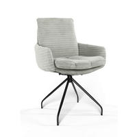 ARMLEHNSTUHL  Beinauswahl, Sitzfläche 360° drehbar, automatische Rückholfunktion, Stoff-/Lederauswahl gerippt  Naturfarben  - Schwarz/Naturfarben, Design, Textil/Metall (60/91/62cm) - Valdera