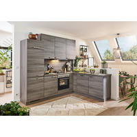 ECKKÜCHE 260/200 cm  in Eichefarben  - Edelstahlfarben/Eichefarben, Design, Holzwerkstoff/Metall (260/200cm) - Welnova