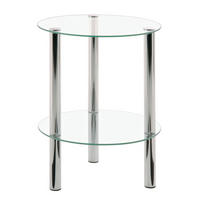 SIDOBORD i metall, glas 35/35/47 cm  - kromfärg, Design, metall/glas (35/35/47cm) - Carryhome