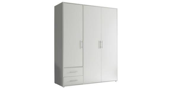 DREHTÜRENSCHRANK  in Weiß  - Alufarben/Weiß, KONVENTIONELL, Holzwerkstoff/Kunststoff (155/195/60cm) - Carryhome