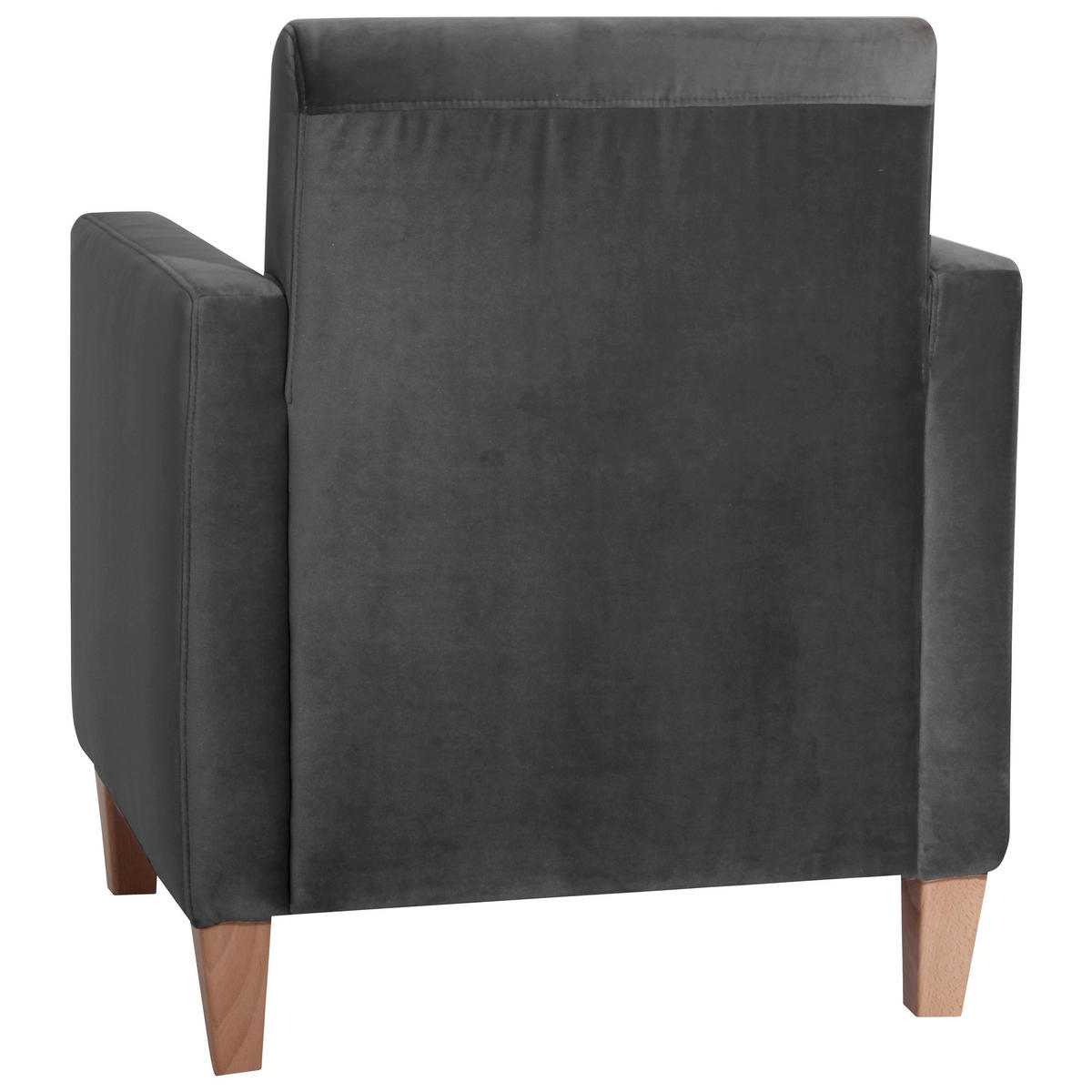 SESSEL in Samt, Velours Anthrazit  - Anthrazit/Naturfarben, Design, Holz/Textil (71/81/70cm) - Max Winzer