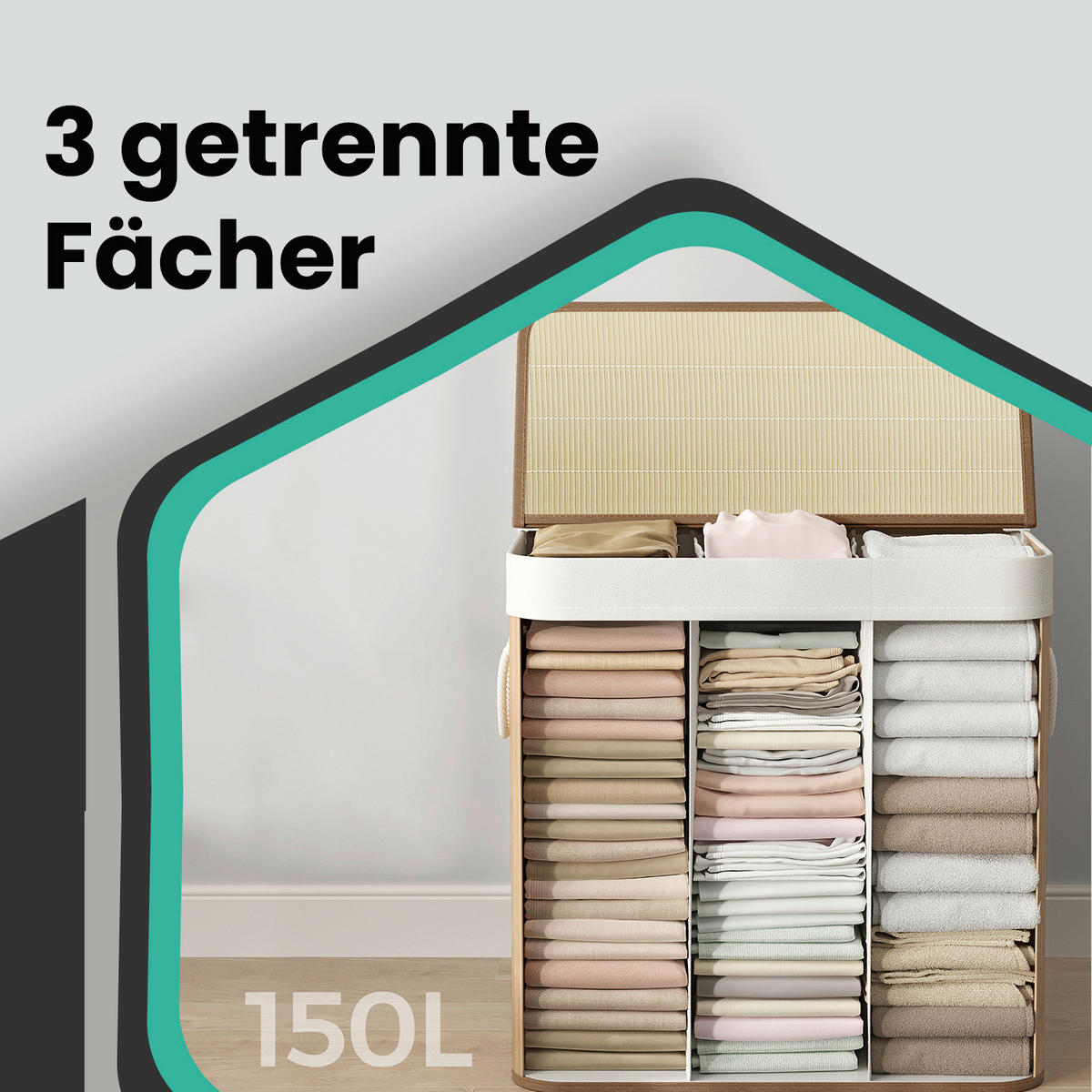 WÄSCHEKORB - Naturfarben, Basics, Naturmaterialien/Textil (60/61,5/40cm)