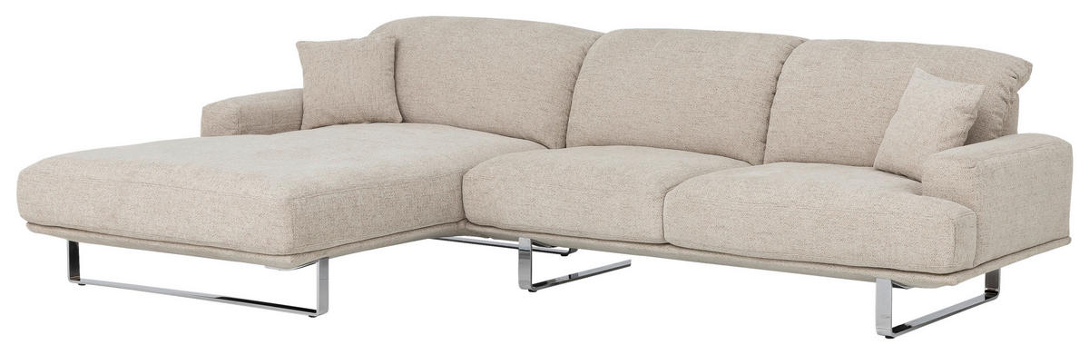 ECKSOFA in Webstoff Champagner  - Champagner, Design, Textil/Metall (184/304cm) - Dieter Knoll