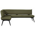 ECKBANK 165/195 cm Webstoff Schwarz, Olivgrün Buche massiv   - Schwarz/Olivgrün, Basics, Holz/Textil (165/195cm) - Carryhome