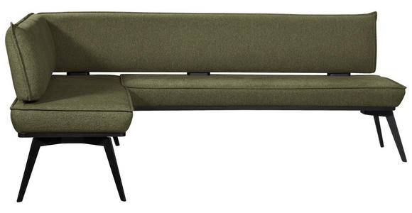 ECKBANK 165/195 cm Webstoff Schwarz, Olivgrün Buche massiv   - Schwarz/Olivgrün, Basics, Holz/Textil (165/195cm) - Carryhome