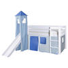 SPIELBETT Kiefer massiv 90/200 cm Weiß, Hellblau, Dunkelblau  - Weiß/Dunkelblau, Natur, Holz (90/200cm) - MID.YOU