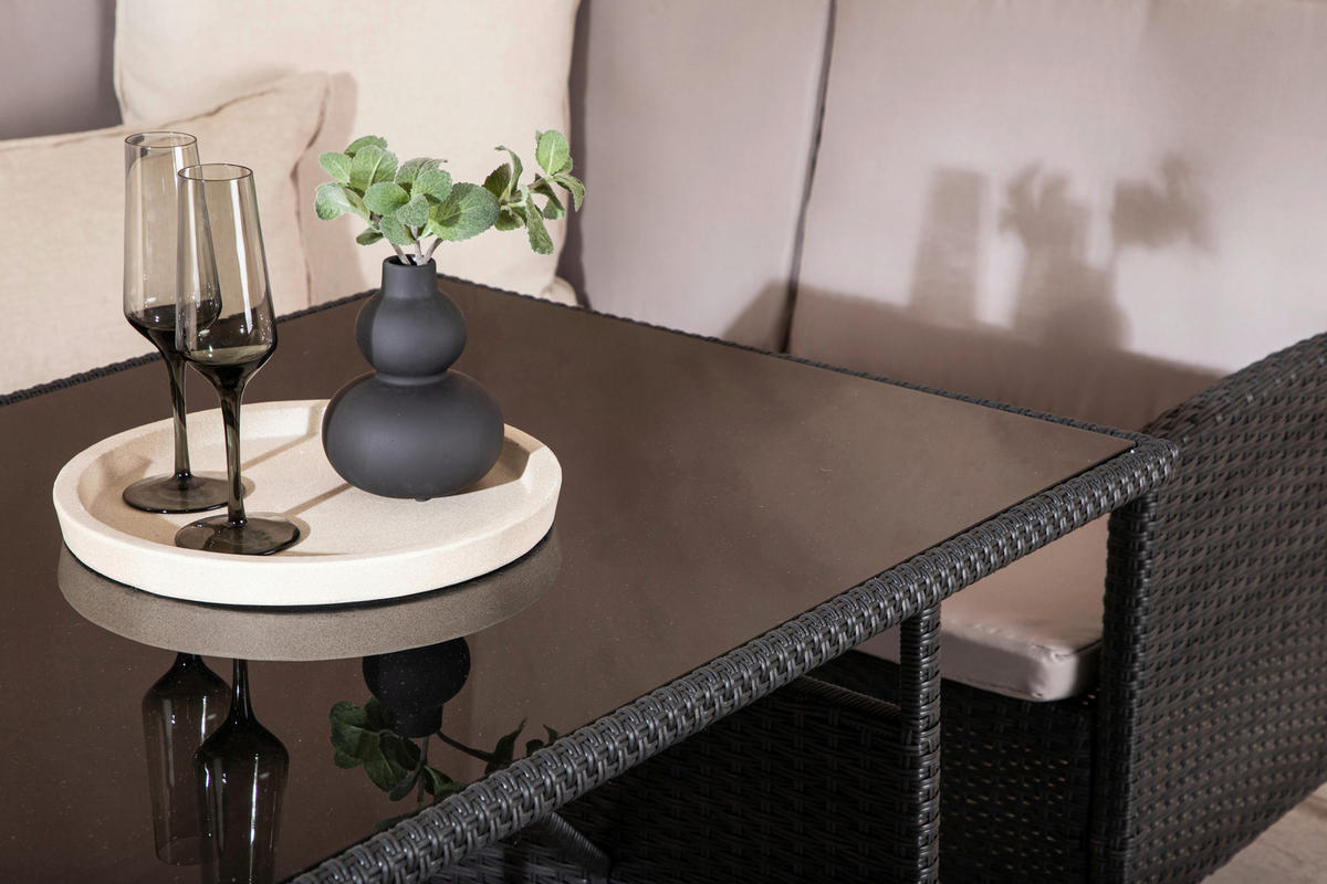DINING-LOUNGESET  - Schwarz/Grau, KONVENTIONELL, Kunststoff - Gardenson