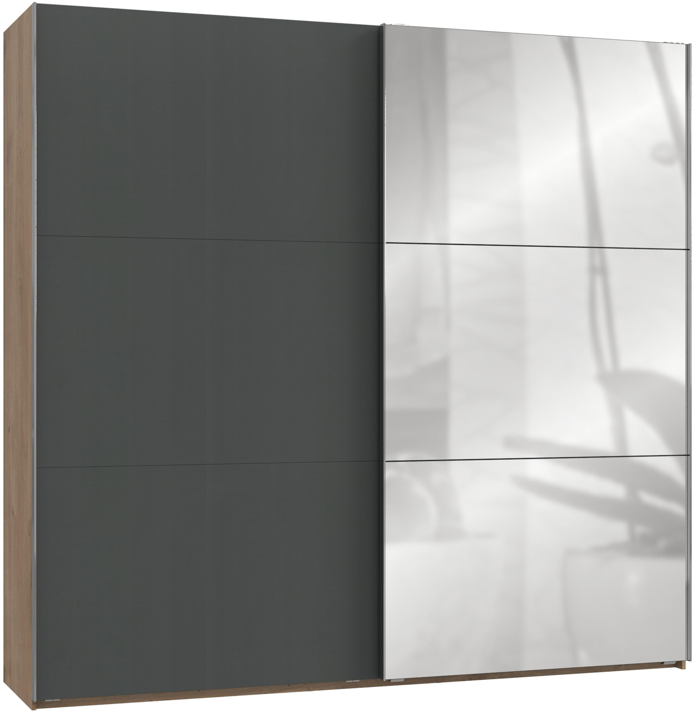 Schwebetürenschrank 250cm Level, Graphit/eiche Dekor
