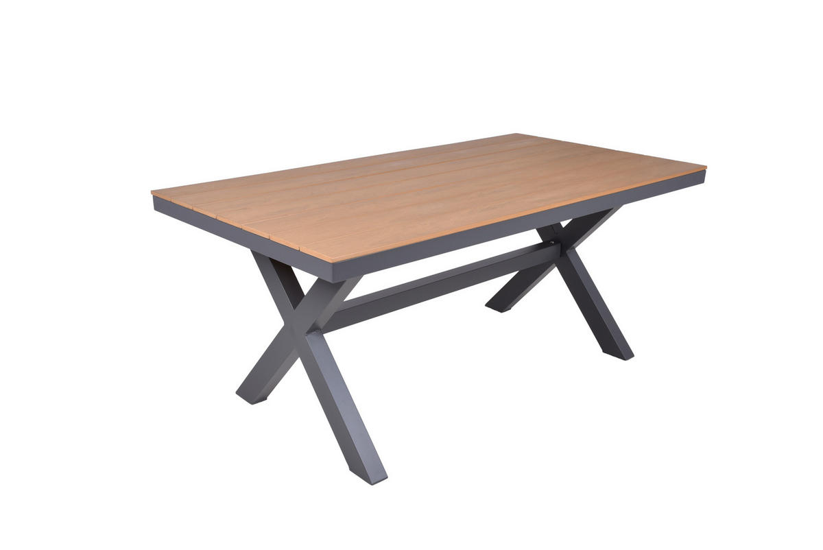 GARTENTISCH 173/93,5/75 cm Metall, Kunststoff rechteckig  - Anthrazit/Braun, Basics, Kunststoff/Metall (173/93,5/75cm) - Gardenson