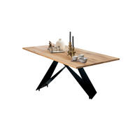 ESSTISCH 200/100/75,4 cm Echtholz  Holz, Metall rechteckig Naturfarben, Schwarz  - Schwarz/Naturfarben, MODERN, Holz/Metall (200/100/75,4cm) - MID.YOU