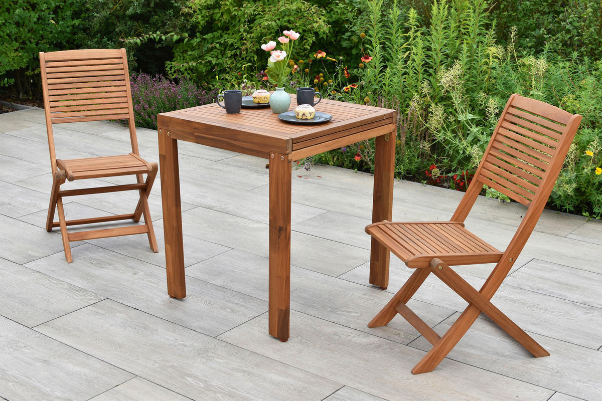 BALKONSET  3-teilig  - Akaziefarben, KONVENTIONELL, Holz - Gardenson