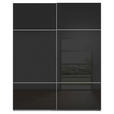 SCHWEBETÜRENSCHRANK 162/223/68 cm 2-türig Grau, Schwarz  - Alufarben/Schwarz, KONVENTIONELL, Glas/Holzwerkstoff (162/223/68cm) - Novel