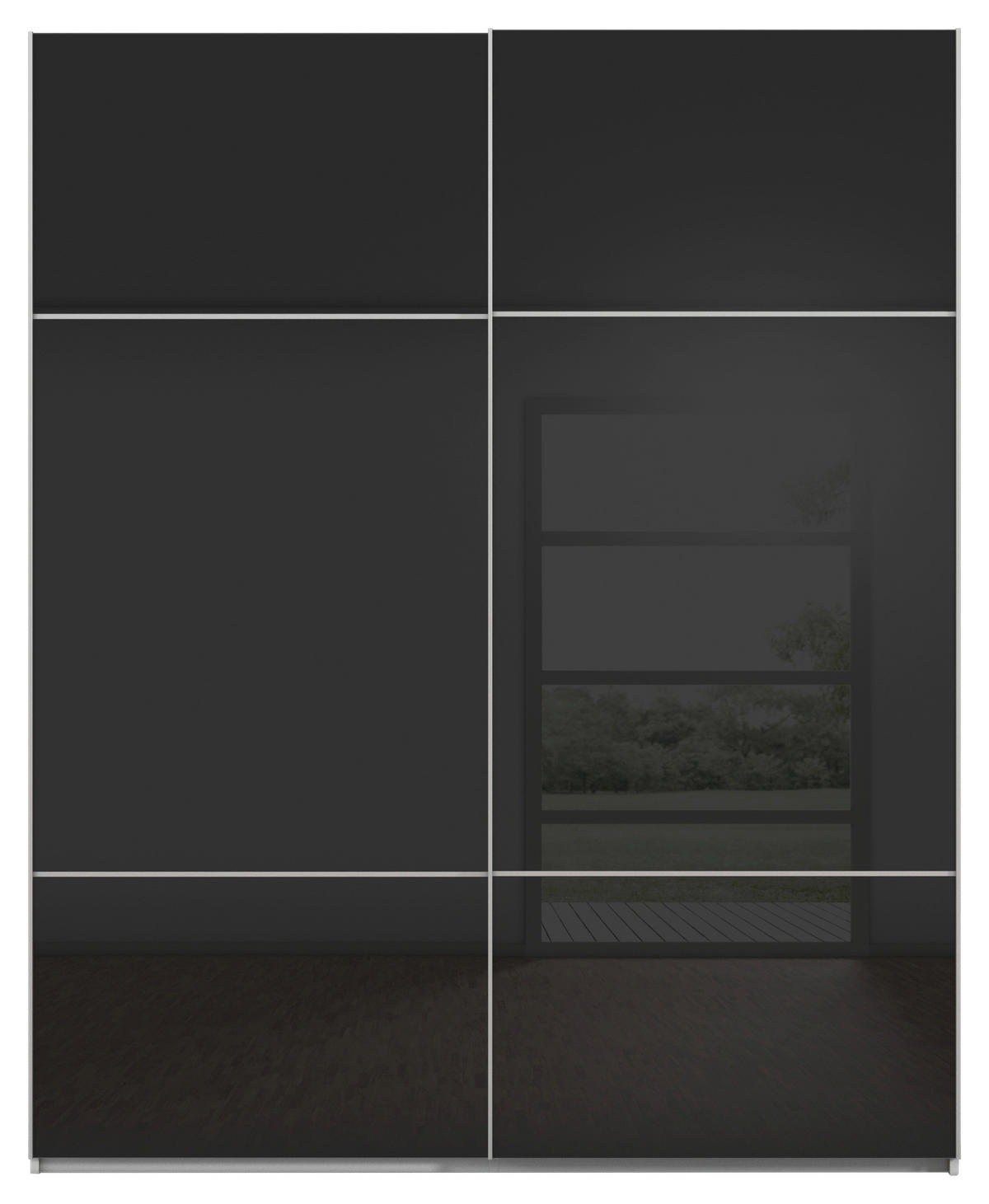 SCHWEBETÜRENSCHRANK  in Grau, Schwarz  - Alufarben/Schwarz, KONVENTIONELL, Glas/Holzwerkstoff (162/223/68cm) - Novel