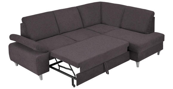 ECKSOFA in Flachgewebe Graubraun  - Graubraun/Silberfarben, KONVENTIONELL, Holz/Textil (255/186cm) - Cantus