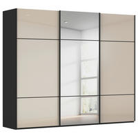 SCHWEBETÜRENSCHRANK 271/223/68 cm 3-türig Schwarz, Champagner  - Champagner/Schwarz, KONVENTIONELL, Glas/Holzwerkstoff (271/223/68cm) - Novel