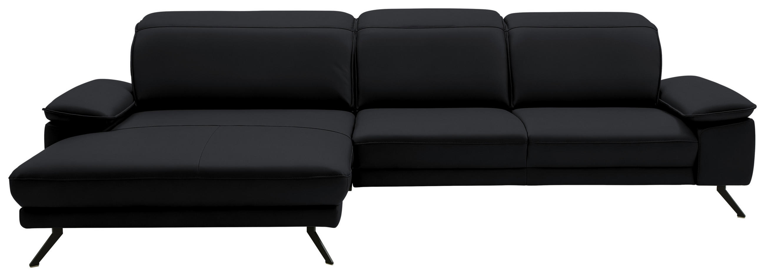 ECKSOFA in Echtleder Anthrazit  193/332 cm  - Anthrazit/Schwarz, Design, Leder/Metall (193/332cm) - Dieter Knoll