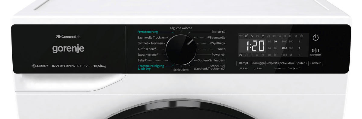 WASCHTROCKNER WD2PA1X64ADW/AT  - Schwarz/Weiß, Basics, Glas/Kunststoff (59,5/84,5/61cm) - Gorenje
