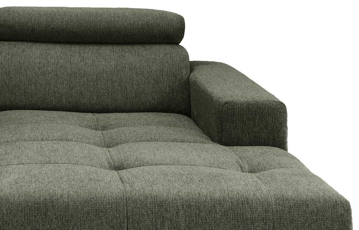 ECKSOFA in Chenille Dunkelgrün  - Dunkelgrün/Schwarz, Konventionell, Textil/Metall (200/188cm) - Livetastic