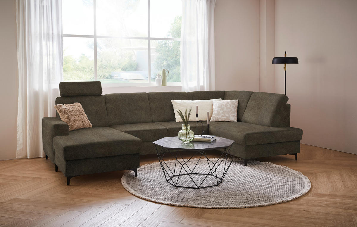 SOFFA i flatväv gråbrun  - gråbrun/svart, Klassisk, metall/textil (167/317/185cm) - Livetastic