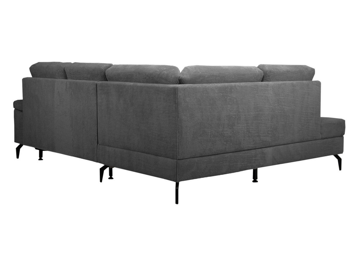 ECKSOFA Anthrazit Velours Bettkasten, Sitzvorzug  - Anthrazit/Schwarz, KONVENTIONELL, Textil/Metall (206/253cm) - Venda