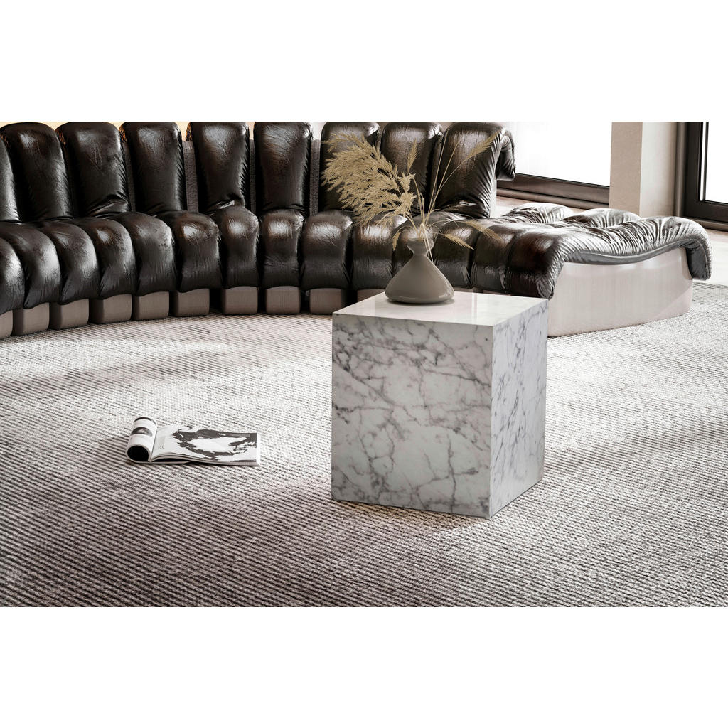Thumbnail - Livetastic Couchtisch, Weiß Hochglanz, Holzwerkstoff, Marmoroptik, quadratisch, 40x45x40 cm, Wohnzimmer, Wohnzimmertisch...