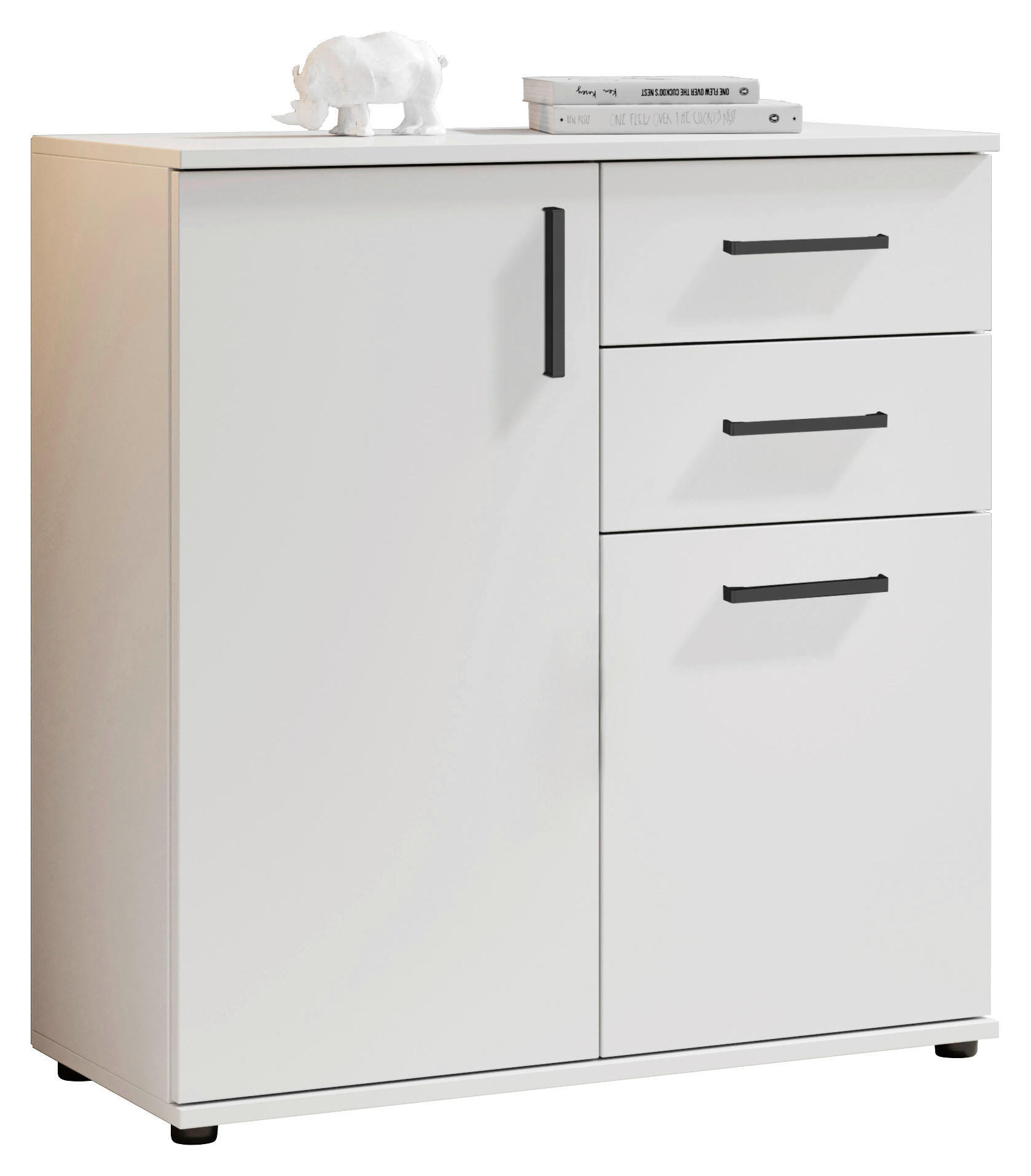 Sideboard Basel BC 1040 in 80/84/35 cm - Schwarz/Weiß, Design, Holzwerkstoff/Kunststoff (80/84/35cm) - Livetastic