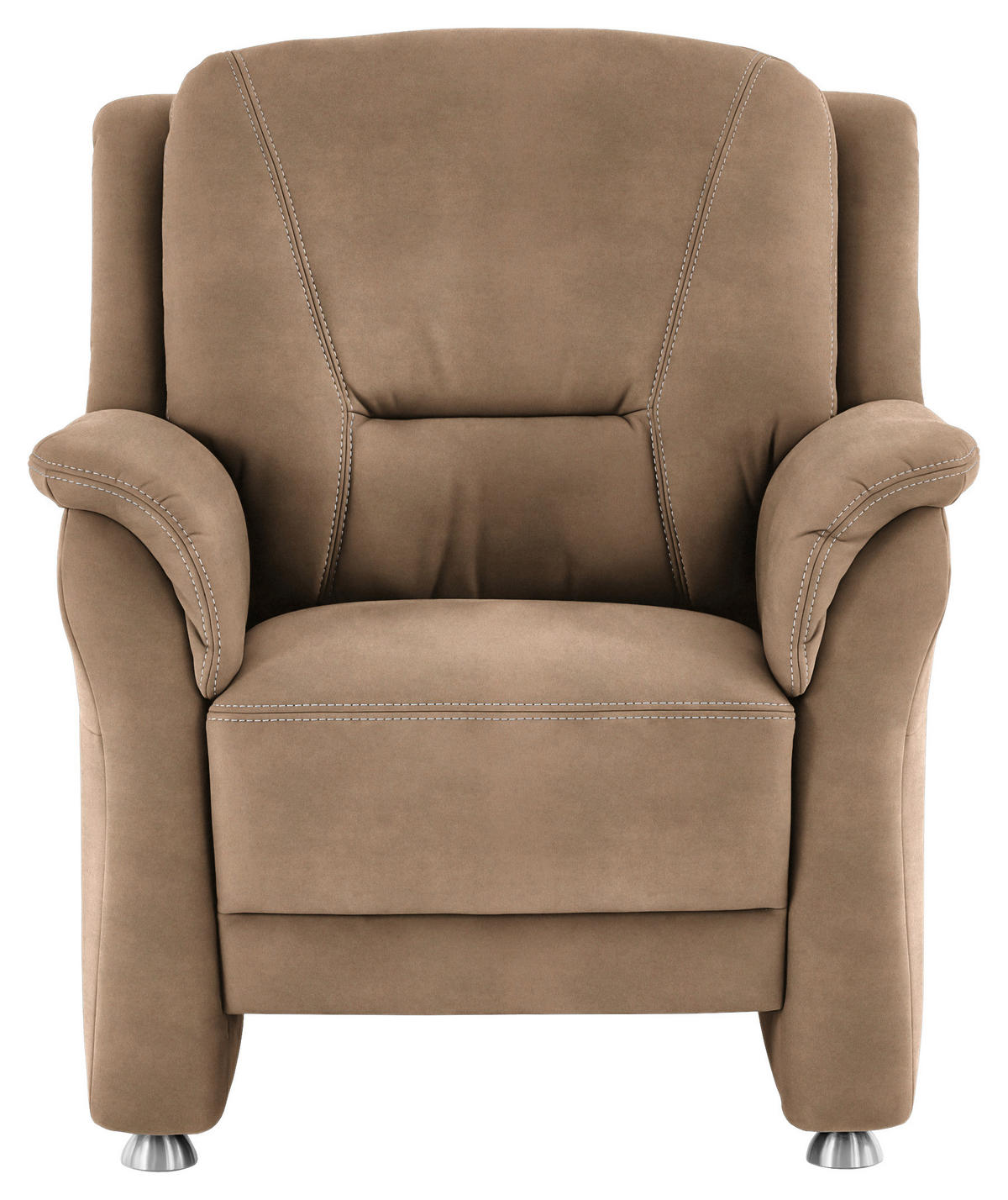SESSEL in Mikrofaser Beige  - Beige/Alufarben, Konventionell, Textil/Metall (90/100/92cm) - Beldomo Comfort