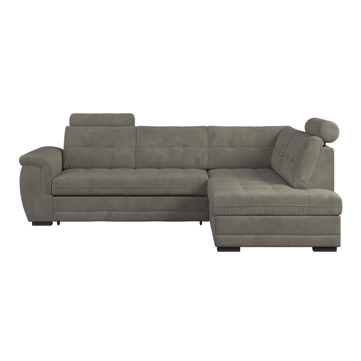 ECKSOFA  Mikrofaser, Struktur Braun  - Schwarz/Braun, Konventionell, Kunststoff/Textil (251/183cm) - MID.YOU