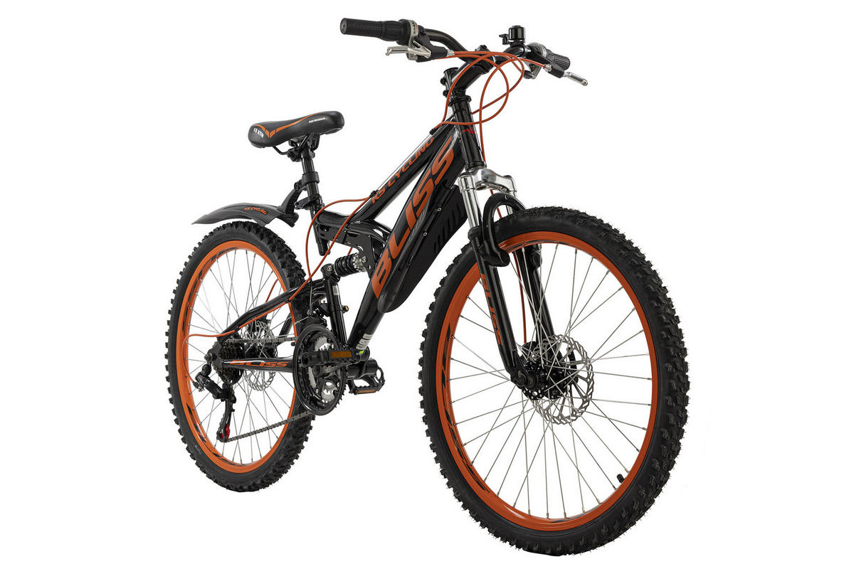 KINDER-MTB 24'' ZOLL BLISS 24 Zoll  - Schwarz/Orange, Basics, Metall (180/70/80cm) - Atrigo