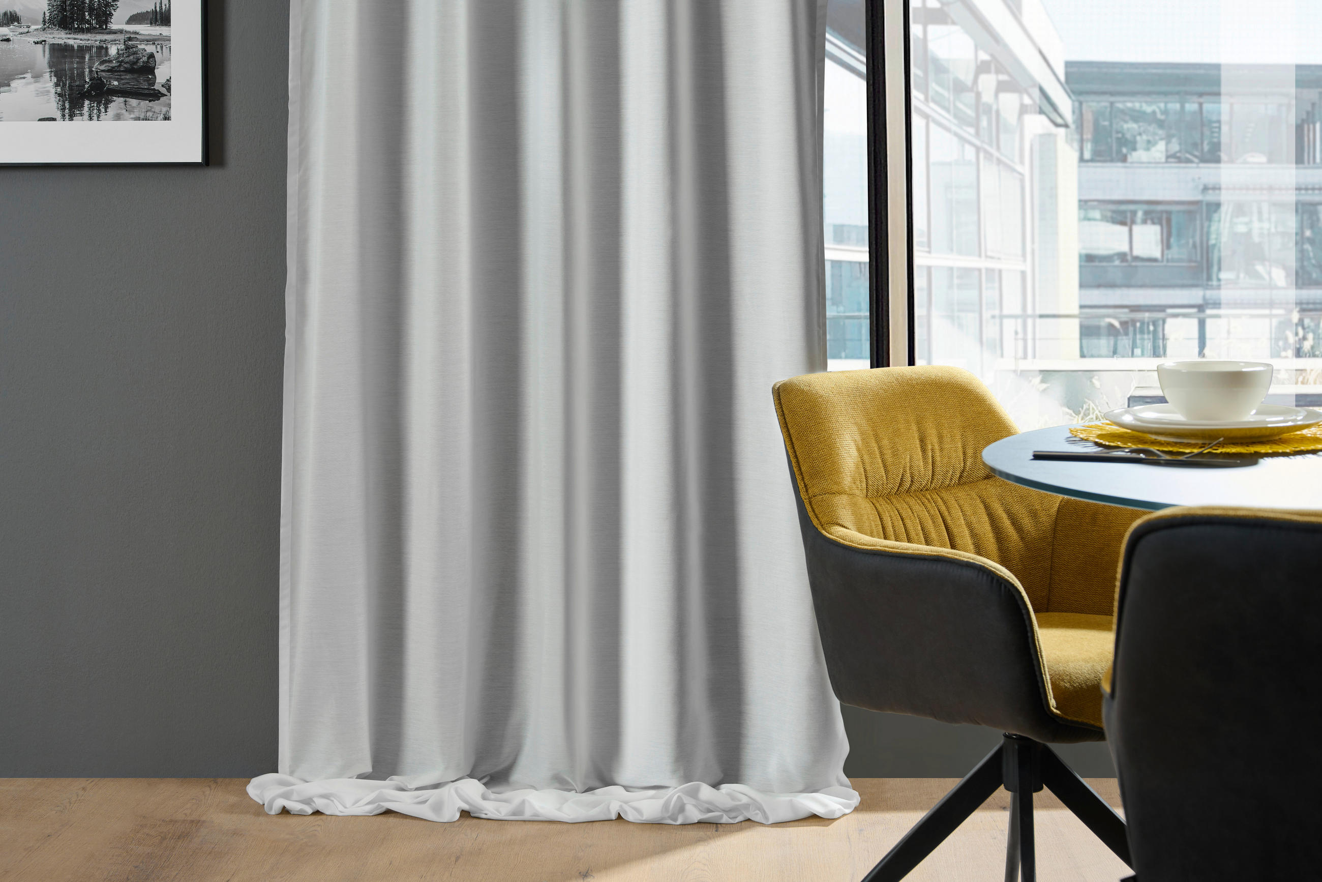 FERTIGVORHANG transparent - Weiss, Basics, Textil (140/300cm) - Esposa