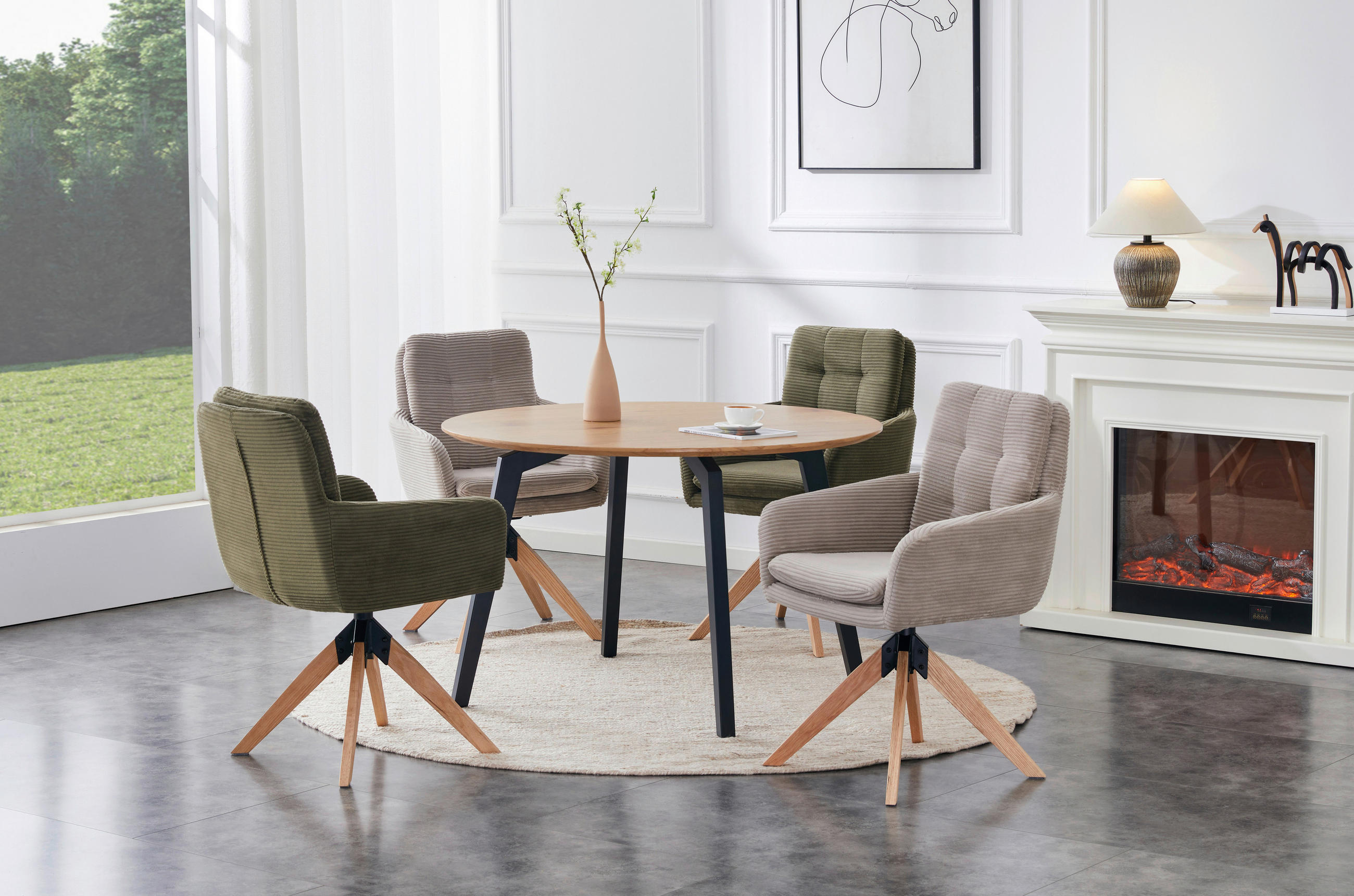 ARMLEHNSTUHL  in Eisen Cord  - Taupe/Naturfarben, KONVENTIONELL, Holz/Textil (60/93/65,5cm) - Livetastic