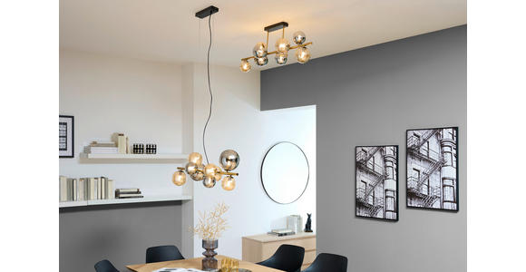 LED-HÄNGELEUCHTE 86,6/36/120 cm - Goldfarben/Bernsteinfarben, LIFESTYLE, Glas/Metall (86,6/36/120cm) - Dieter Knoll
