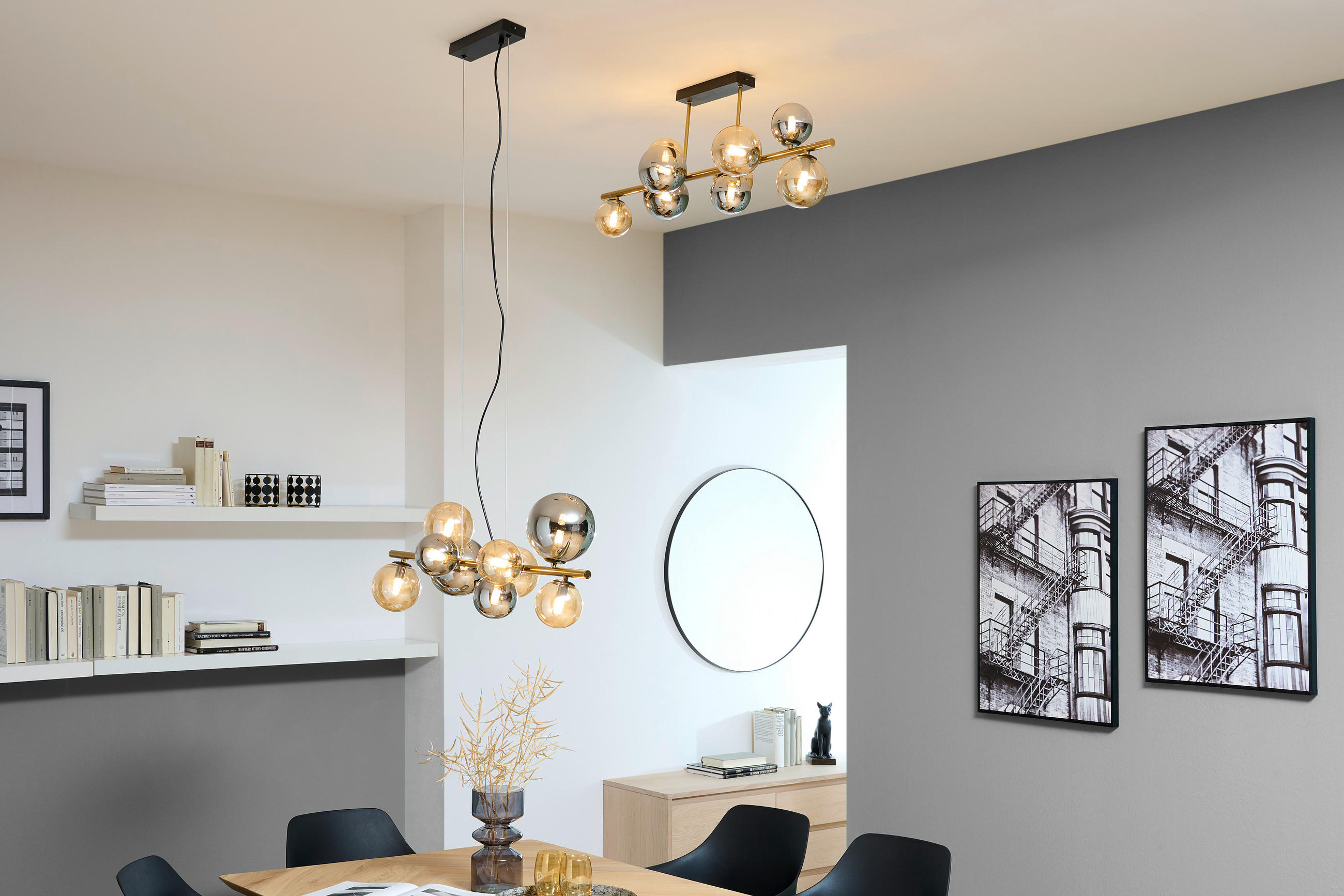 LED-HÄNGELEUCHTE 86,6/36/120 cm  - Goldfarben/Bernsteinfarben, LIFESTYLE, Glas/Metall (86,6/36/120cm) - Dieter Knoll