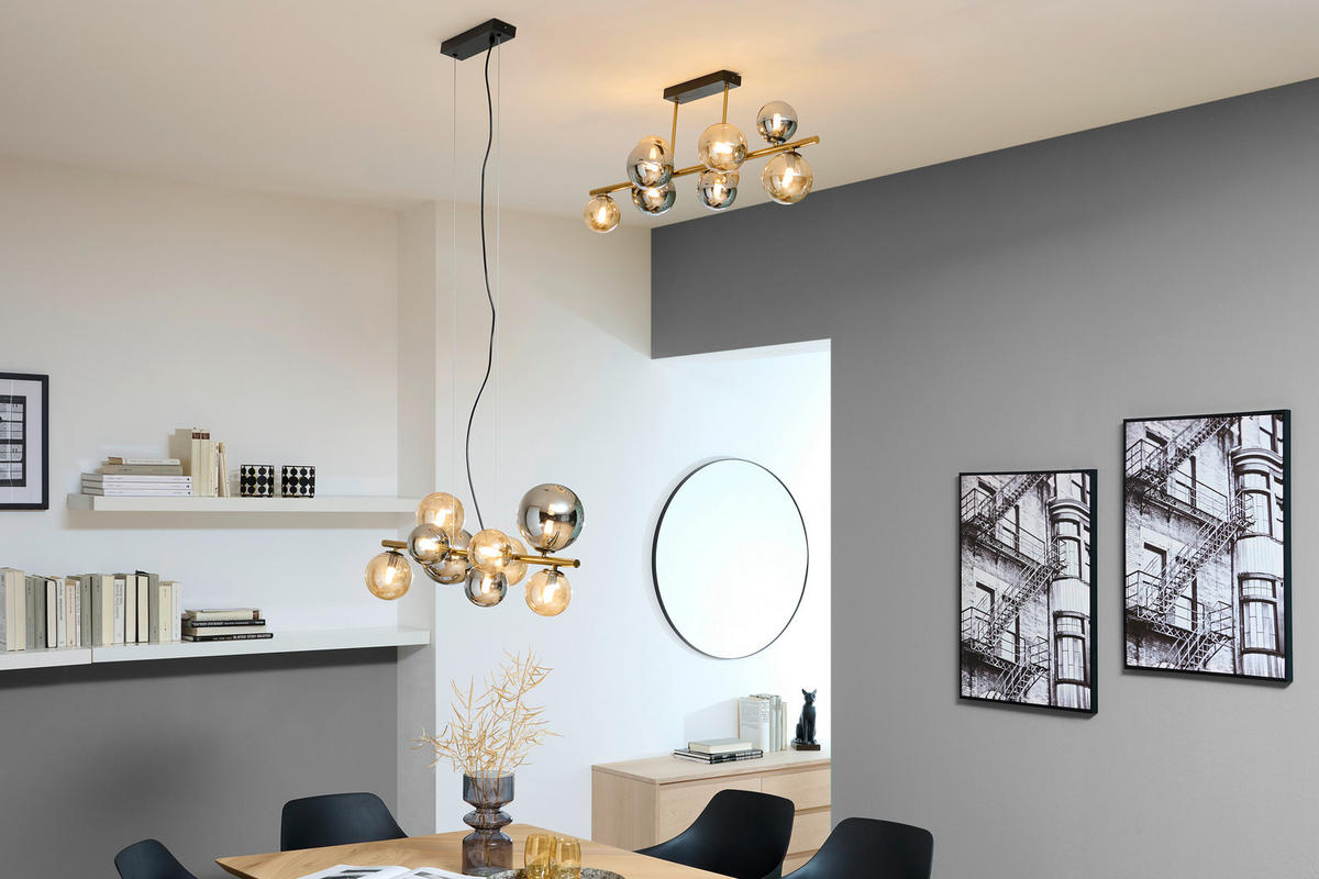 LED-HÄNGELEUCHTE 86,6/36/120 cm    - Goldfarben/Bernsteinfarben, Lifestyle, Glas/Metall (86,6/36/120cm) - Dieter Knoll