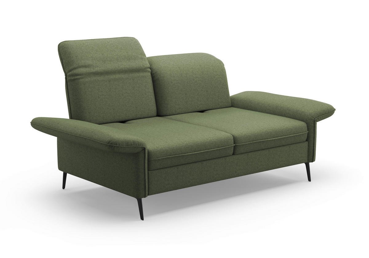 2,5-SITZER in Flachgewebe Olivgrün  - Schwarz/Olivgrün, KONVENTIONELL, Textil/Metall (189/92/123cm) - Sit & More