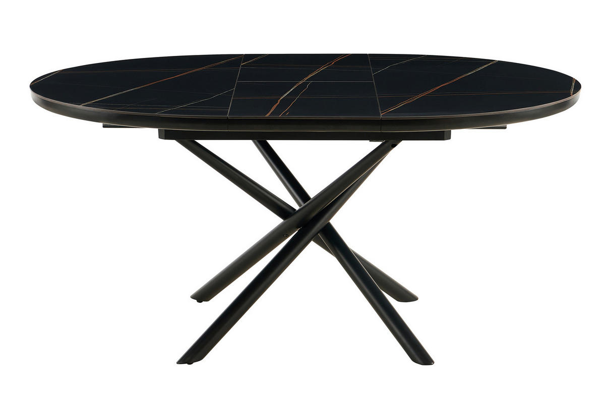 ESSTISCH Schwarz rund  ausziehbar  - Schwarz, MODERN, Keramik/Holzwerkstoff (120-160/120/76cm) - Livetastic