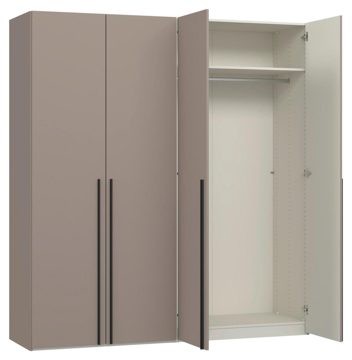 DREHTÜRENSCHRANK  in Hellbraun  - Hellbraun/Schwarz, Design, Holzwerkstoff/Metall (203/220/59cm) - Jutzler