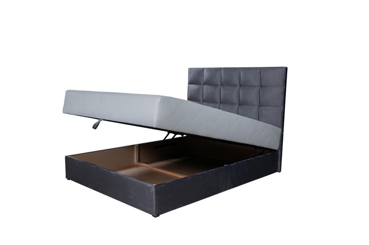 KREVET     siva  - siva, Konvencionalno, tekstil/drvo (210/160/130cm) - Xora