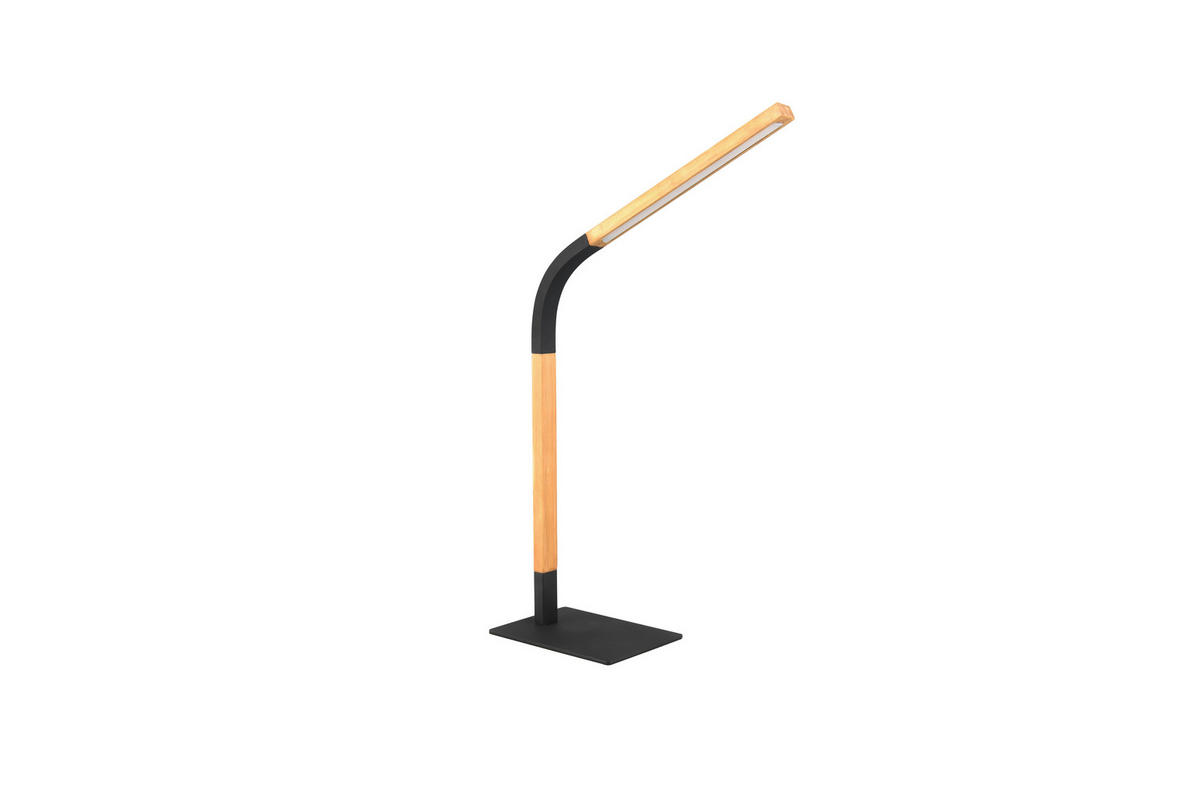 STOLNÁ LED LAMPA, SwitchDim stmievač,  - čierna/prírodná farba, Basics, kov/drevo (73,5/18/38cm)
