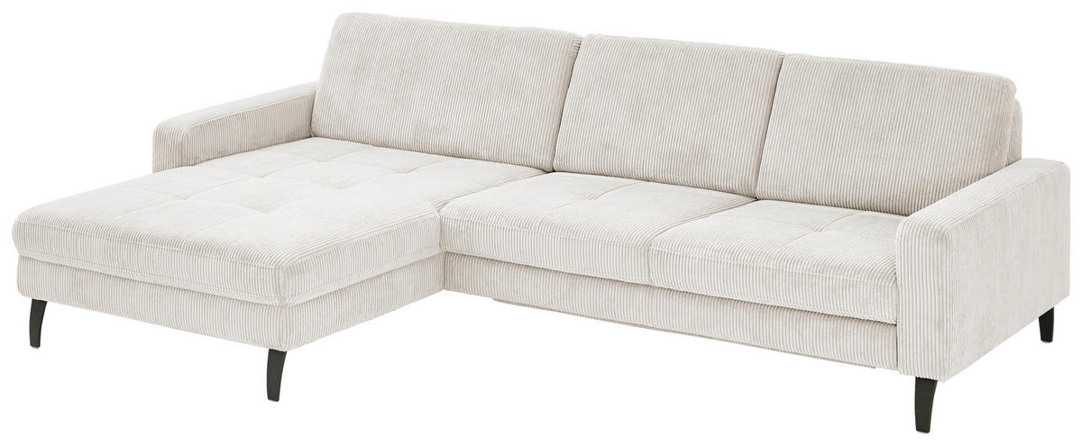 ECKSOFA in Cord Beige  177/302 cm  - Beige/Schwarz, MODERN, Textil/Metall (177/302cm) - Beldomo Style
