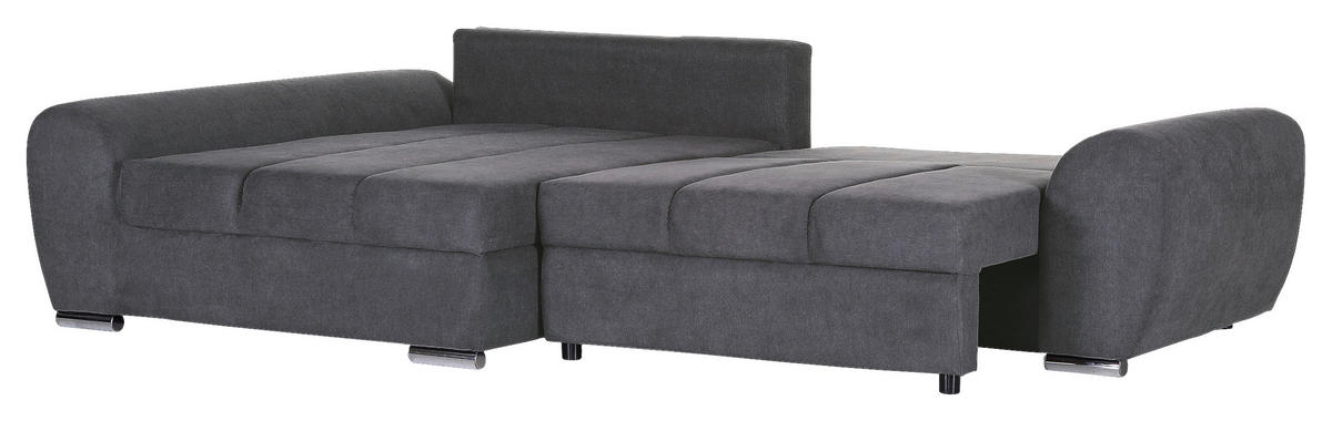 ECKSOFA in Flachgewebe Dunkelgrau  - Chromfarben/Dunkelgrau, Konventionell, Textil/Metall (175/270cm) - MID.YOU