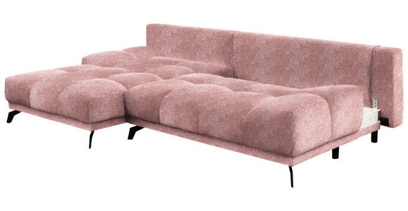 ECKSOFA in Chenille Altrosa  - Schwarz/Altrosa, MODERN, Textil/Metall (182/290cm) - Hom`in