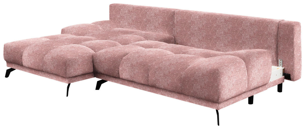 ECKSOFA in Chenille Altrosa  - Schwarz/Altrosa, Modern, Textil/Metall (182/290cm) - Hom`in