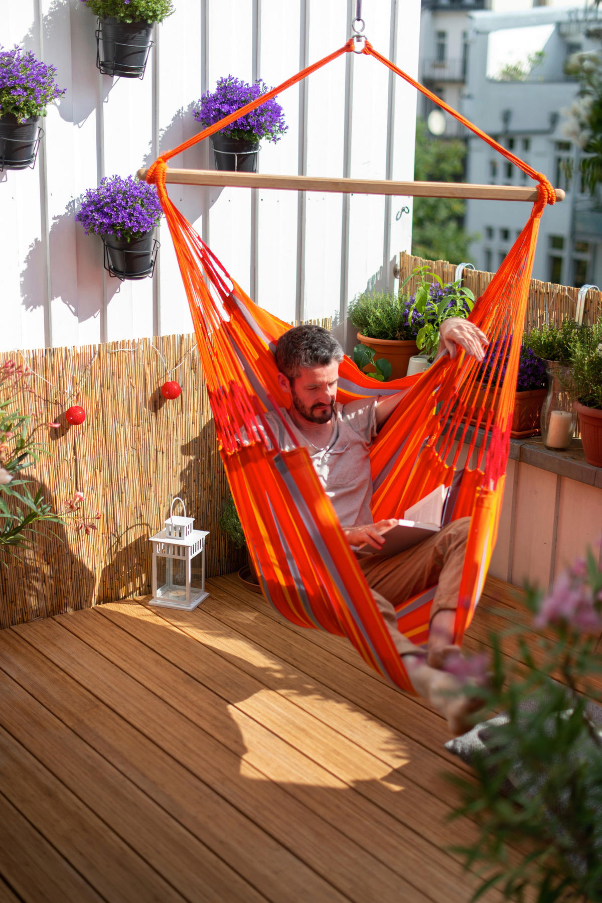 HÄNGESESSEL comfort outdoor 110/160/180 cm  - Gelb/Rot, LIFESTYLE, Holz/Textil (110/160/180cm) - La Siesta