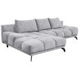 ECKSOFA in Chenille Grau  - Schwarz/Grau, MODERN, Textil/Metall (182/290cm) - Hom`in