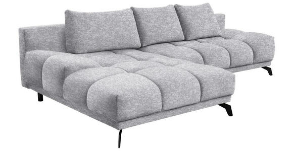 ECKSOFA in Chenille Grau  - Schwarz/Grau, MODERN, Textil/Metall (182/290cm) - Hom`in