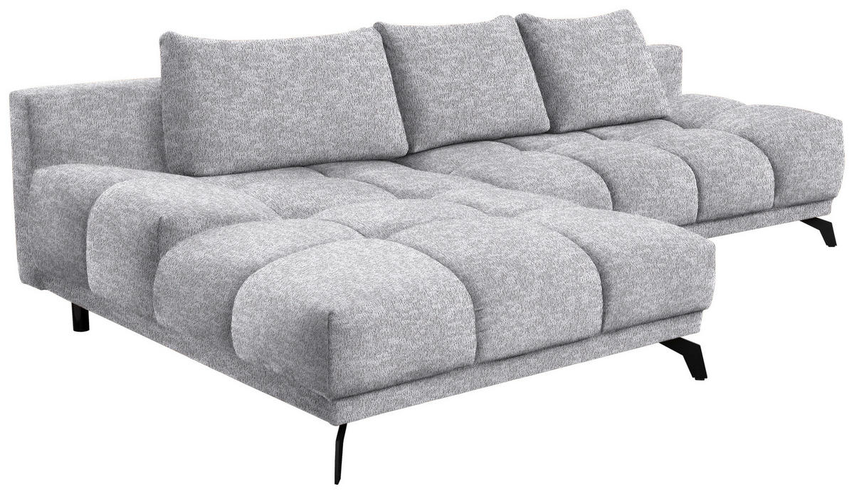 ECKSOFA in Chenille Grau  - Schwarz/Grau, Modern, Textil/Metall (182/290cm) - Hom`in