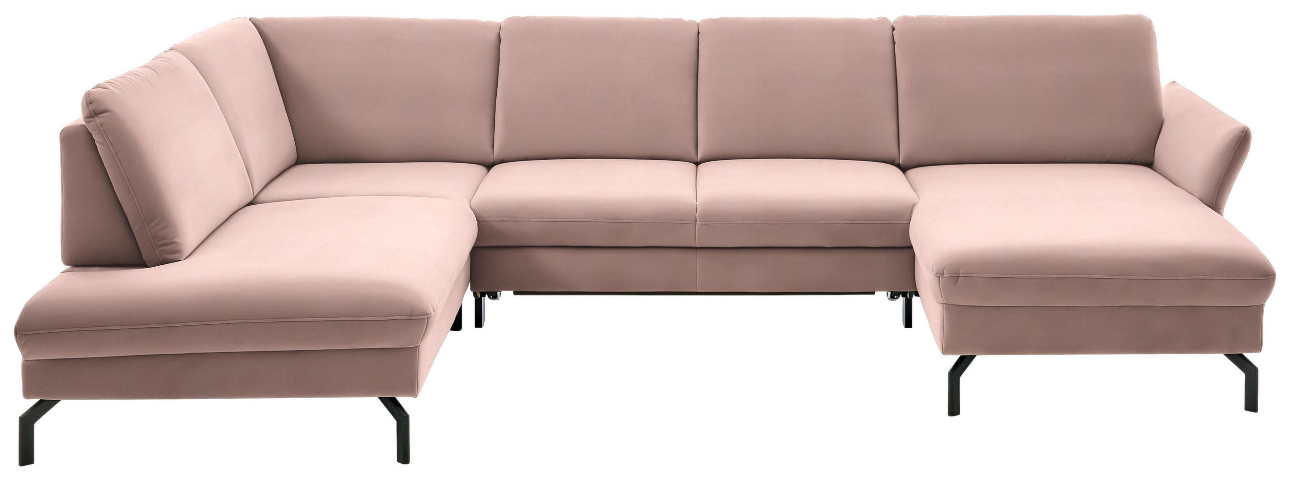 WOHNLANDSCHAFT in Velours Rosa  - Schwarz/Rosa, Design, Textil/Metall (220/335/179cm) - Beldomo System