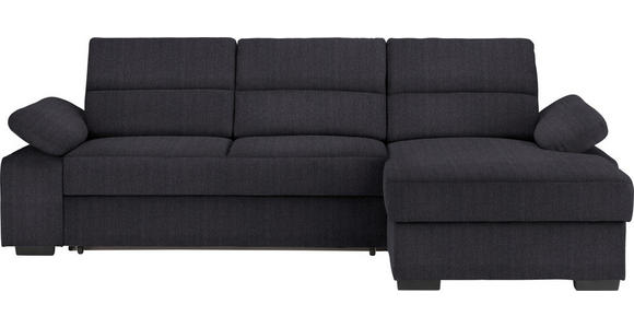 ECKSOFA Anthrazit Webstoff  - Dunkelbraun/Anthrazit, KONVENTIONELL, Kunststoff/Textil (258/166cm) - Cantus